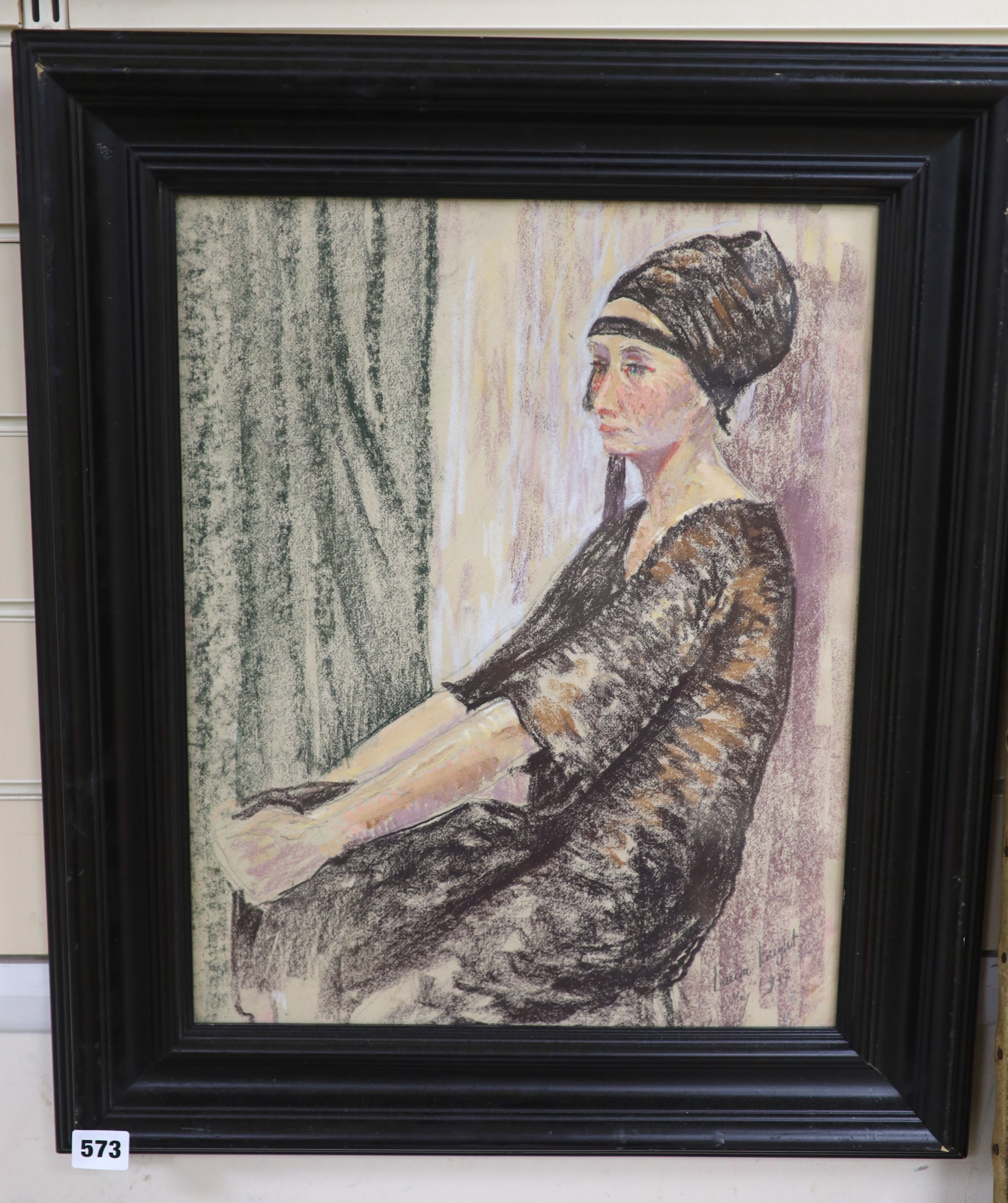 After Laura Knight, pastel, portrait of a lady, bears signature and date, 45 x 36 cm.